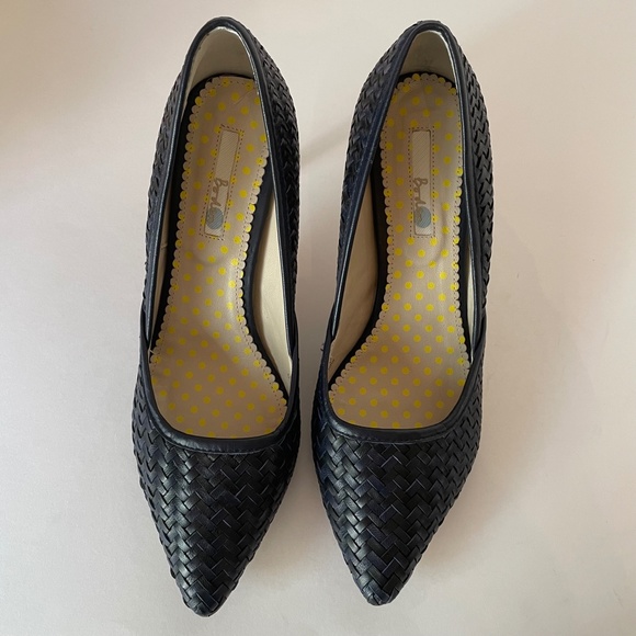 Boden Woven Leather Milan Court Shoe 9.5/41 Black/Navy - Picture 2 of 14